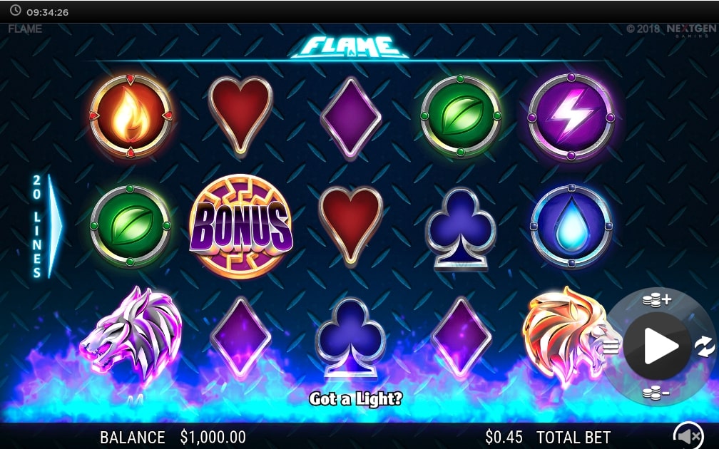 Flame Slot Game Main Screen